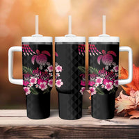 Hawaiian Hibiscus Turtle and Tropical Flower Tumbler With Handle Sweet Vibe