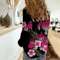 Hawaiian Hibiscus Turtle and Tropical Flower Women Casual Shirt Sweet Vibe