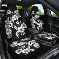 Hawaiian-Polynesian Art Tattoo Car Seat Cover Hibiscus and Plumeria Grayscale