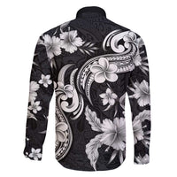 Hawaiian-Polynesian Art Tattoo Family Matching Summer Maxi Dress and Hawaiian Shirt Hibiscus and Plumeria Grayscale LT03 - Polynesian Pride