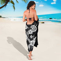 Hawaiian-Polynesian Art Tattoo Sarong Hibiscus and Plumeria Grayscale