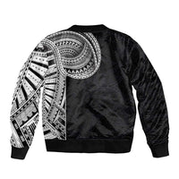 Samoan Art Tattoo Polynesian Pattern Sleeve Zip Bomber Jacket