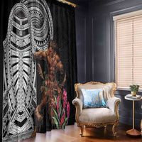Samoan Warrior Art Tattoo Window Curtain Polynesian Pattern and Teuila