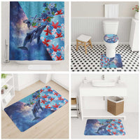 Hawaii Aloha Whales Bathroom Set Hibiscus and Whales with Polynesian Pattern - Polynesian Pride