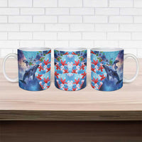 Hawaii Aloha Whales Ceramic Mug Hibiscus and Whales with Polynesian Pattern - Polynesian Pride