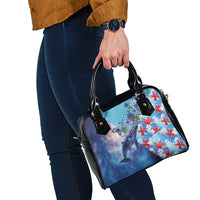 Hawaii Aloha Whales Shoulder Handbag Hibiscus and Whales with Polynesian Pattern - Polynesian Pride