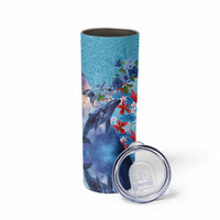Hawaii Aloha Whales Skinny Tumbler Hibiscus and Whales with Polynesian Pattern - Polynesian Pride