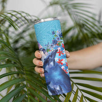 Hawaii Aloha Whales Skinny Tumbler Hibiscus and Whales with Polynesian Pattern - Polynesian Pride