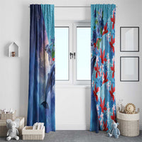 Hawaii Aloha Whales Window Curtain Hibiscus and Whales with Polynesian Pattern - Polynesian Pride