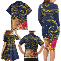 Tokelau Tokehega Day Family Matching Long Sleeve Bodycon Dress and Hawaiian Shirt Coat of Arms with Polynesian Tattoo and Hibiscus LT03 - Polynesian Pride