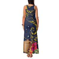 Tokelau Tokehega Day Family Matching Tank Maxi Dress and Hawaiian Shirt Coat of Arms with Polynesian Tattoo and Hibiscus