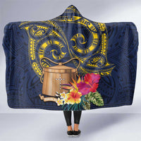 Tokelau Tokehega Day Hooded Blanket Coat of Arms with Polynesian Tattoo and Hibiscus LT03 One Size Blue - Polynesian Pride