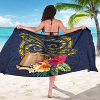 Tokelau Tokehega Day Sarong Coat of Arms with Polynesian Tattoo and Hibiscus