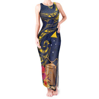 Tokelau Tokehega Day Tank Maxi Dress Coat of Arms with Polynesian Tattoo and Hibiscus