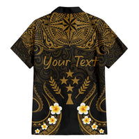 Personalised Kosrae Liberation Day Family Matching Mermaid Dress and Hawaiian Shirt Polynesian Tattoo and Plumeria Gold Color