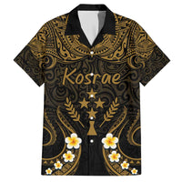 Personalised Kosrae Liberation Day Family Matching Puletasi and Hawaiian Shirt Polynesian Tattoo and Plumeria Gold Color