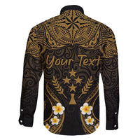 Personalised Kosrae Liberation Day Family Matching Tank Maxi Dress and Hawaiian Shirt Polynesian Tattoo and Plumeria Gold Color