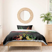 Personalised Kosrae Liberation Day Bedding Set Polynesian Tattoo and Plumeria Reggae Color