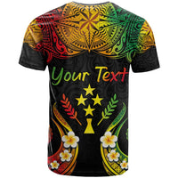 Personalised Kosrae Liberation Day T Shirt Polynesian Tattoo and Plumeria Reggae Color