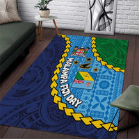 Malampa Fiji Day Area Rug National Symbols with Tapa Tribal and Polynesian Tattoo