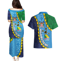 Malampa Fiji Day Couples Matching Puletasi and Hawaiian Shirt National Symbols with Tapa Tribal and Polynesian Tattoo LT03 - Polynesian Pride