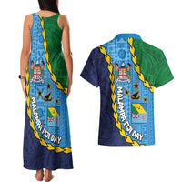 Malampa Fiji Day Couples Matching Tank Maxi Dress and Hawaiian Shirt National Symbols with Tapa Tribal and Polynesian Tattoo LT03 - Polynesian Pride