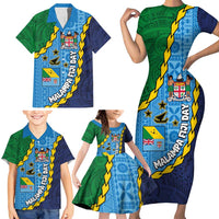 Malampa Fiji Day Family Matching Short Sleeve Bodycon Dress and Hawaiian Shirt National Symbols with Tapa Tribal and Polynesian Tattoo LT03 - Polynesian Pride