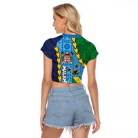 Malampa Fiji Day Raglan Cropped T Shirt National Symbols with Tapa Tribal and Polynesian Tattoo LT03 - Polynesian Pride