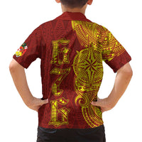 Tonga 676 Ngatu Tribal Tattoo Family Matching Long Sleeve Bodycon Dress and Hawaiian Shirt LT03 - Polynesian Pride