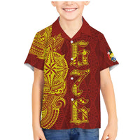 Tonga 676 Ngatu Tribal Tattoo Family Matching Mermaid Dress and Hawaiian Shirt LT03 Son's Shirt Red - Polynesian Pride