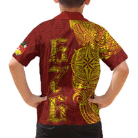 Tonga 676 Ngatu Tribal Tattoo Family Matching Short Sleeve Bodycon Dress and Hawaiian Shirt LT03 - Polynesian Pride