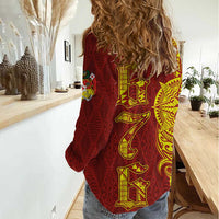 Tonga 676 Ngatu Tribal Tattoo Women Casual Shirt