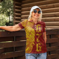 Tonga 676 Ngatu Tribal Tattoo Women Polo Shirt