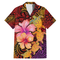 Hawaiian Hibiscus Turtle Tribal Polynesian Pattern Family Matching Mermaid Dress and Hawaiian Shirt Colorful Color