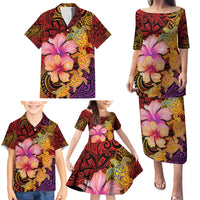 Hawaiian Hibiscus Turtle Tribal Polynesian Pattern Family Matching Puletasi and Hawaiian Shirt Colorful Color LT03 - Polynesian Pride