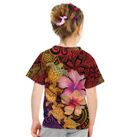 Hawaiian Hibiscus Turtle Tribal Polynesian Pattern Kid T Shirt Colorful Color