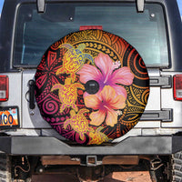 Hawaiian Hibiscus Turtle Tribal Polynesian Pattern Spare Tire Cover Colorful Color