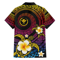 Hawaiian Plumeria Turtle Tribal Spiral Polynesian Tattoo Family Matching Off Shoulder Short Dress and Hawaiian Shirt Fanciful Color LT03 - Polynesian Pride