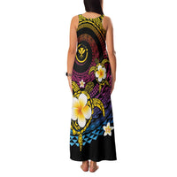 Hawaiian Plumeria Turtle Tribal Spiral Polynesian Tattoo Family Matching Tank Maxi Dress and Hawaiian Shirt Fanciful Color