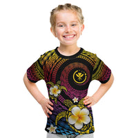 Hawaiian Plumeria Turtle Tribal Spiral Polynesian Tattoo Kid T Shirt Fanciful Color