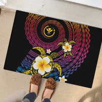Hawaiian Plumeria Turtle Tribal Spiral Polynesian Tattoo Rubber Doormat Fanciful Color