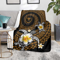 Hawaiian Plumeria Turtle Tribal Spiral Polynesian Tattoo Blanket Gold Color