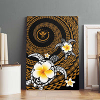 Hawaiian Plumeria Turtle Tribal Spiral Polynesian Tattoo Canvas Wall Art Gold Color