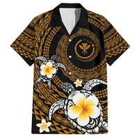 Hawaiian Plumeria Turtle Tribal Spiral Polynesian Tattoo Family Matching Long Sleeve Bodycon Dress and Hawaiian Shirt Gold Color LT03 Dad's Shirt - Short Sleeve Gold - Polynesian Pride
