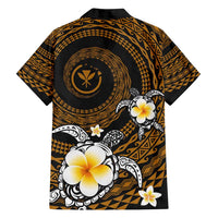 Hawaiian Plumeria Turtle Tribal Spiral Polynesian Tattoo Family Matching Summer Maxi Dress and Hawaiian Shirt Gold Color LT03 - Polynesian Pride