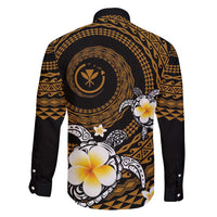 Hawaiian Plumeria Turtle Tribal Spiral Polynesian Tattoo Family Matching Summer Maxi Dress and Hawaiian Shirt Gold Color LT03 - Polynesian Pride