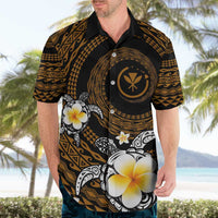 Hawaiian Plumeria Turtle Tribal Spiral Polynesian Tattoo Hawaiian Shirt Gold Color