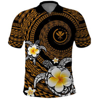 Hawaiian Plumeria Turtle Tribal Spiral Polynesian Tattoo Polo Shirt Gold Color