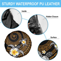 Hawaiian Plumeria Turtle Tribal Spiral Polynesian Tattoo Spare Tire Cover Gold Color