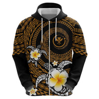 Hawaiian Plumeria Turtle Tribal Spiral Polynesian Tattoo Zip Hoodie Gold Color